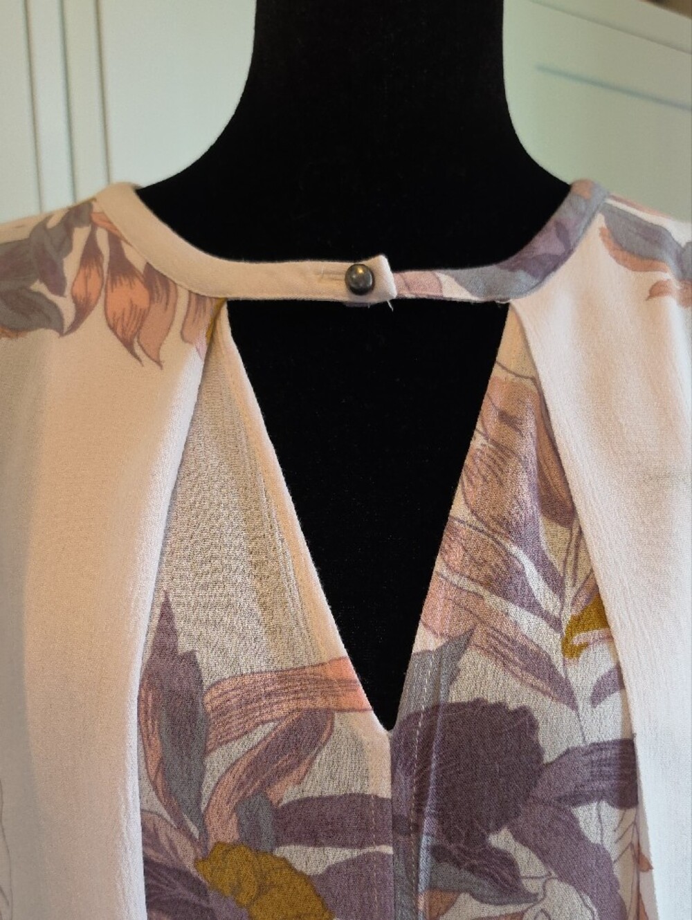 Free People Pink Floral Cutout Keyhole Mini Dress Tunic Boho Size M - Picture 4 of 13
